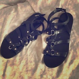 Black Leather Gladiator Sandals Cole Haan Sz 9.5!
